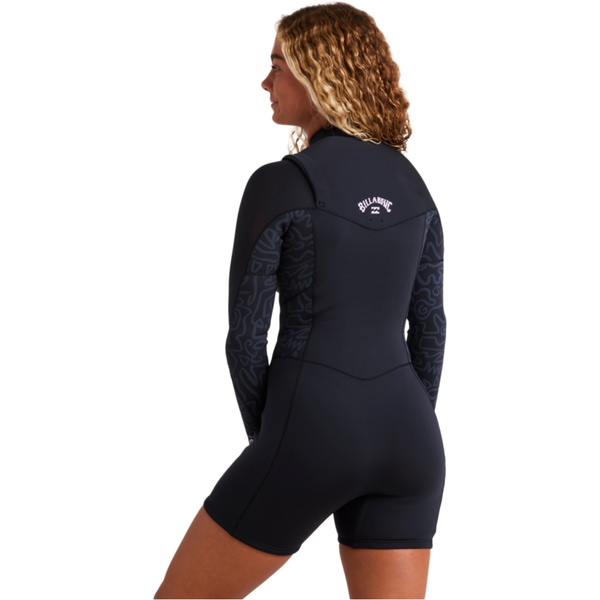 2026 Billabong Womens Synergy Natural 2/2mm Chest Zip Long Sleeve Springsuit Wetsuit 24BW191508 - Black Fade